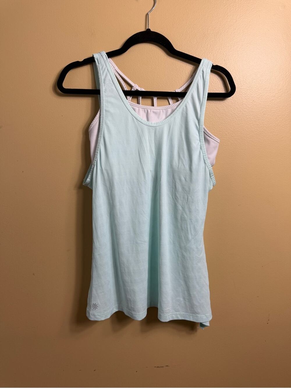 Athleta Mint Light Blue 2-in-1 Strappy Built-in Bra Tank Top medium